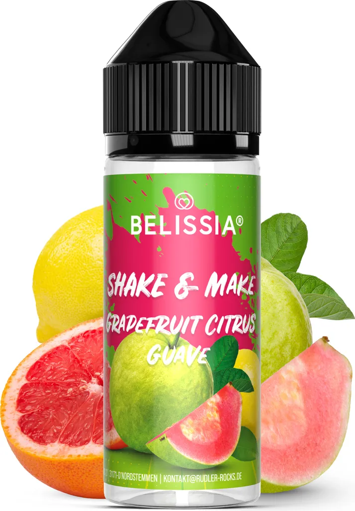 Belissia Shake and Make Grapefruit-Citrus-Guava - 10ml high-dose food flavoring + 120ml shaker bottle - For baking, food, drinks, DIY, and much more