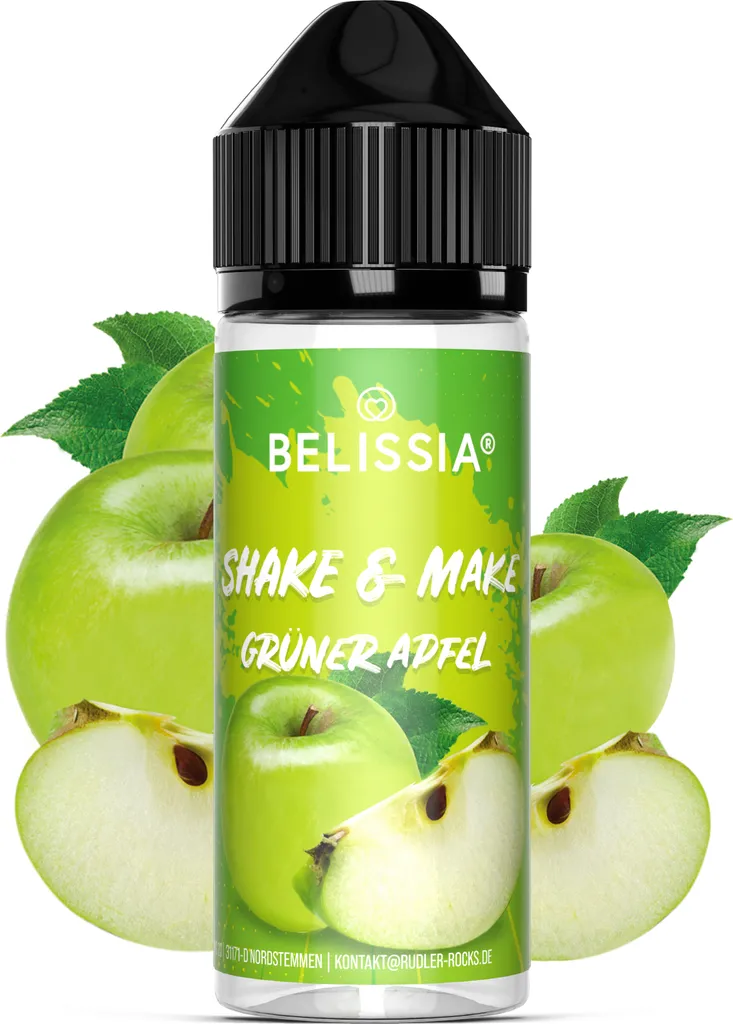 Belissia Shake and Make Green Apple - 10ml high-dose food flavoring + 120ml shaker bottle - For baking, food, drinks, shakes & room fragrance