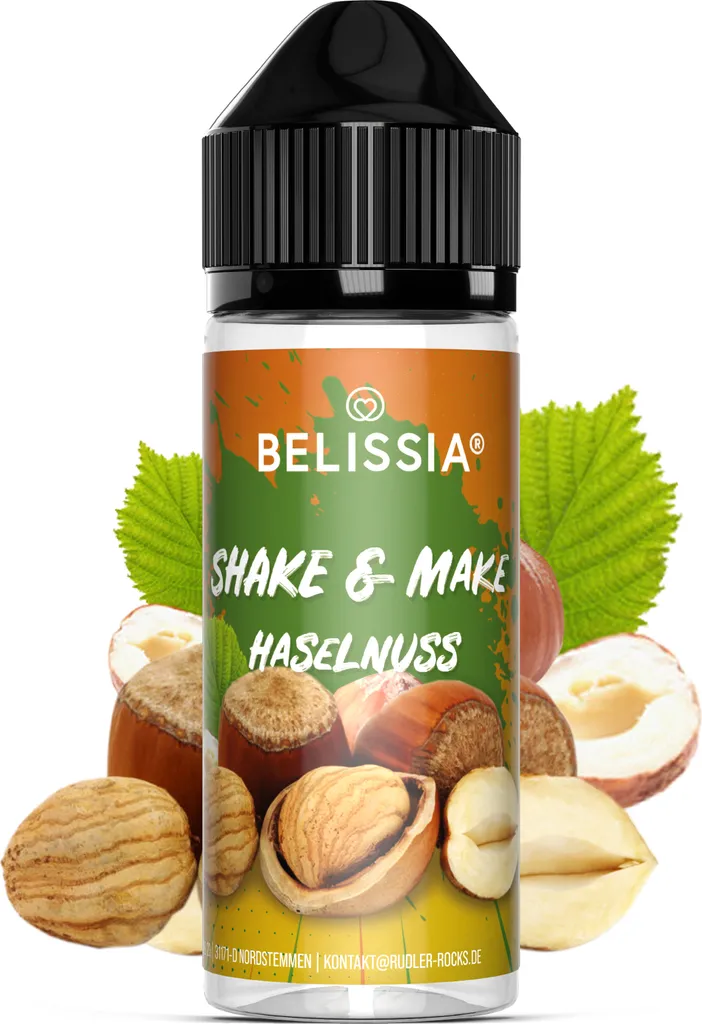 Belissia Shake and Make Hazelnut - 10ml high-dose food flavoring + 120ml shaker bottle - For baking, dishes, drinks, shakes, DIY and much more.