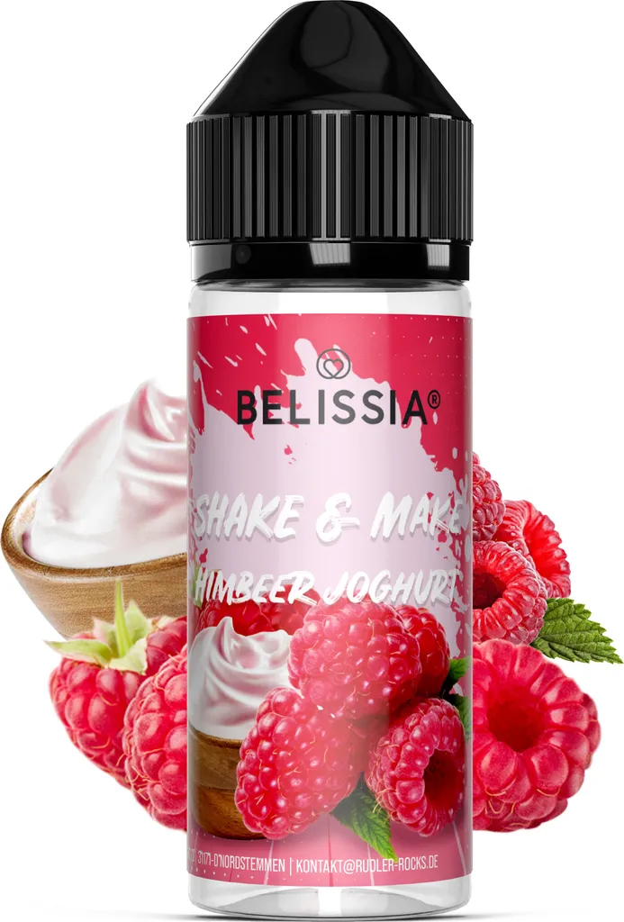 Belissia Shake and Make Raspberry Yogurt - 10ml high-dose food flavoring + 120ml shaker bottle - For baking, food, drinks, DIY & room fragrance
