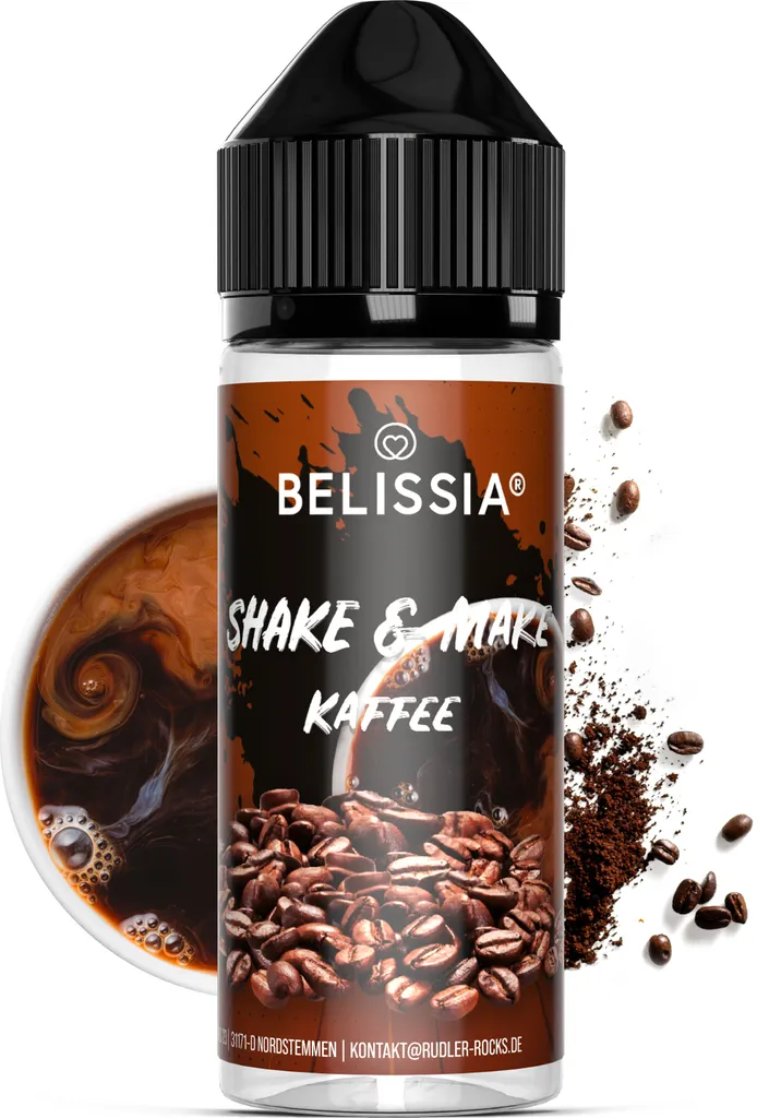 Belissia Shake and Make Coffee - 10ml high-dose food flavoring + 120ml shaker bottle - For baking, food, drinks, shakes, DIY & room fragrance