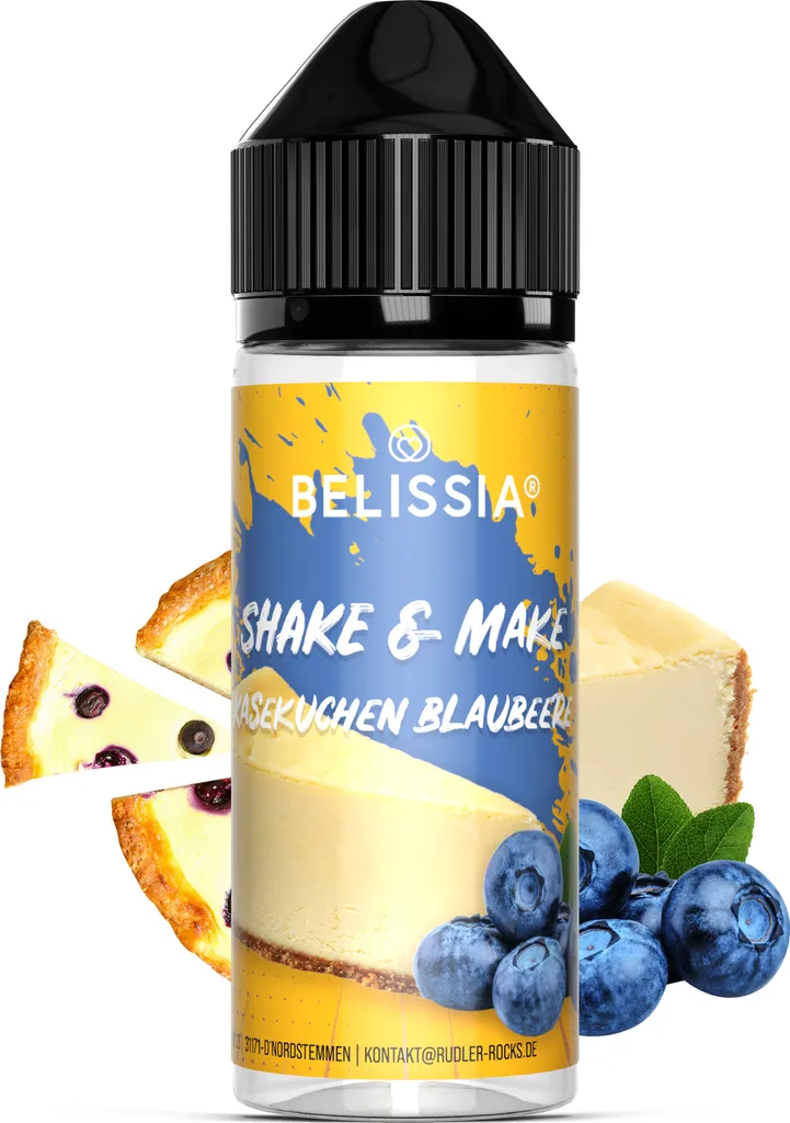 Belissia Shake and Make Cheesecake Blueberry - 10ml high-dose food flavoring + 120ml shaker bottle - For baking, dishes, drinks, DIY and much more