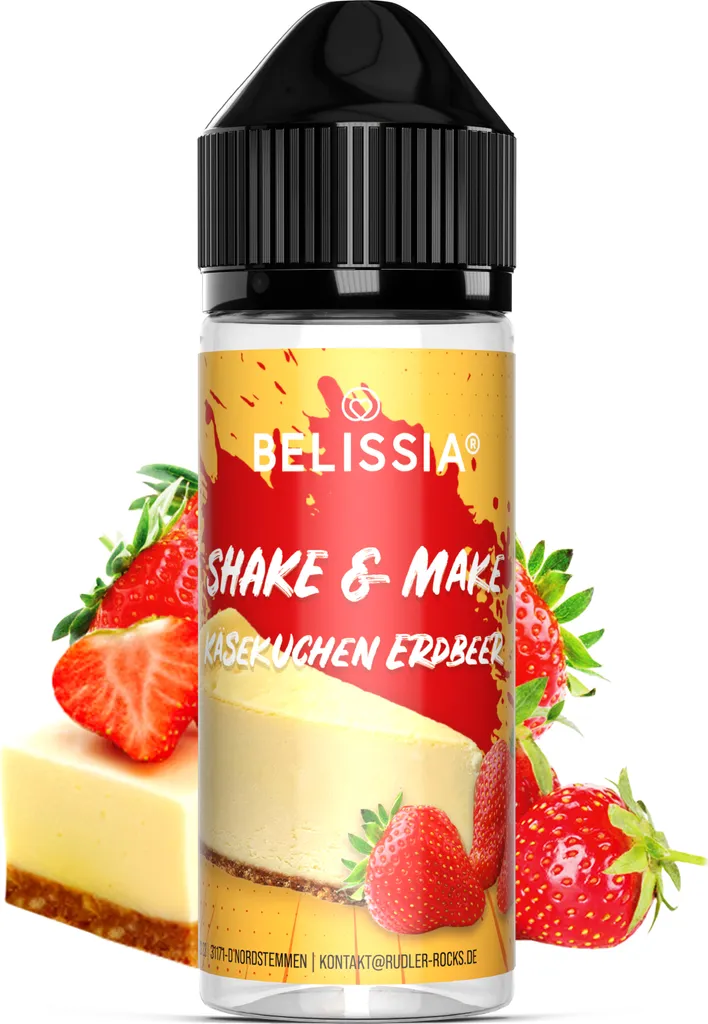 Belissia Shake and Make Cheesecake Strawberry - 10ml high-dose food flavoring + 120ml shaker bottle - For baking, dishes, drinks, DIY and much more