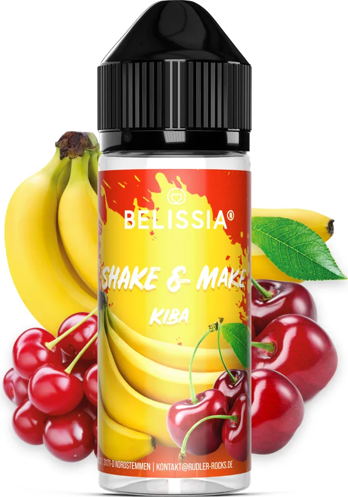 Belissia Shake and Make Cherry-Banana - 10ml high-dose food flavoring + 120ml shaker bottle - For baking, dishes, drinks, shakes, DIY & much more