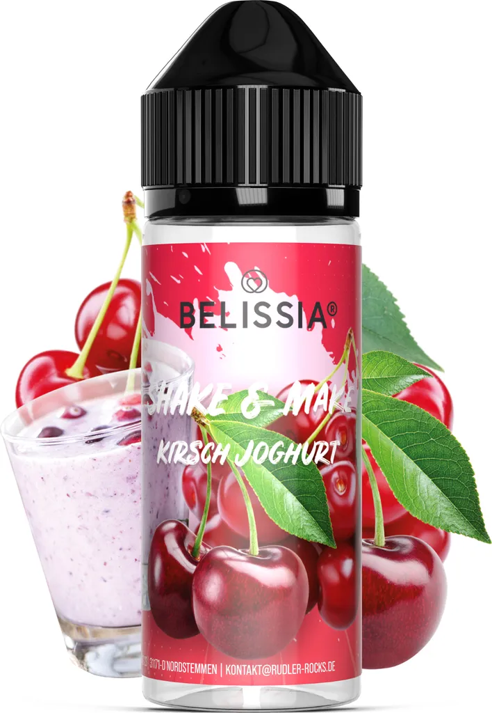 Belissia Shake and Make Cherry Yogurt - 10ml high-dose food flavoring + 120ml shaker bottle - For baking, food, drinks, DIY & room fragrance