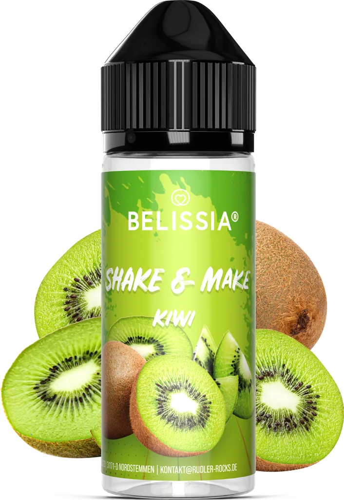Belissia Shake and Make Kiwi - 10ml high-dose food flavoring + 120ml shaker bottle - For baking, food, drinks, shakes, DIY & room fragrance