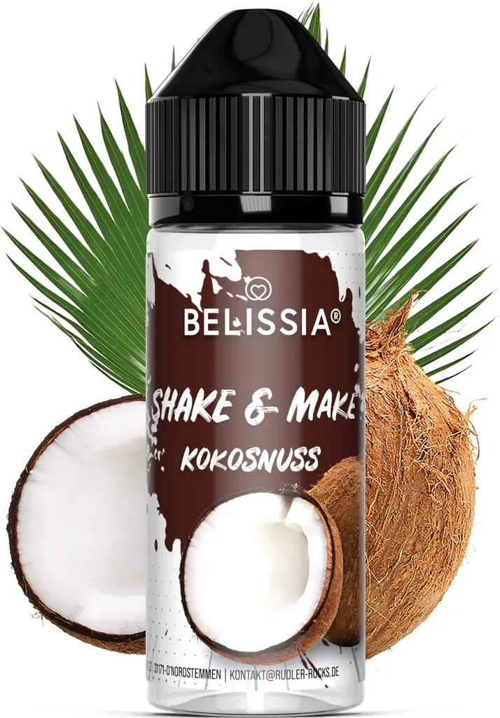 Belissia Shake and Make Coconut - 10ml high-dose food flavoring + 120ml shaker bottle - For baking, dishes, drinks, shakes, DIY & much more