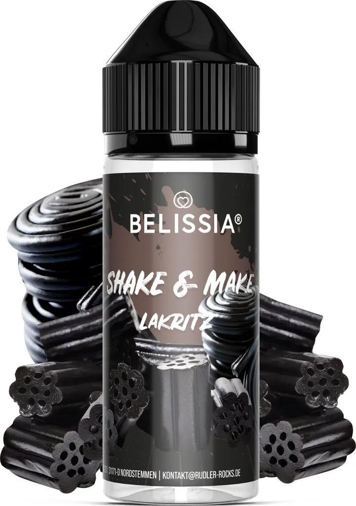 Belissia Shake and Make Liquorice - 10ml high-dose food flavoring + 120ml shaker bottle - For baking, food, drinks, shakes, DIY & room fragrance