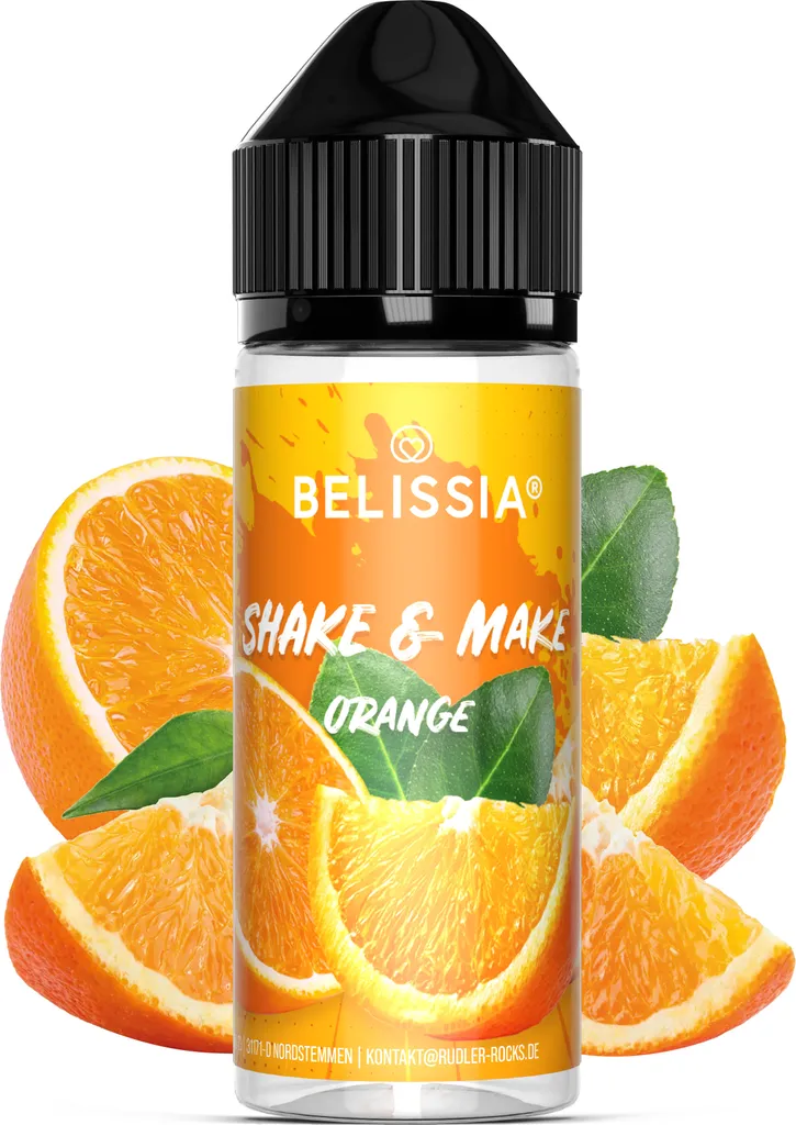 Belissia Shake and Make Orange - 10ml high-dose food flavoring + 120ml shaker bottle - For baking, food, drinks, shakes, DIY & room fragrance