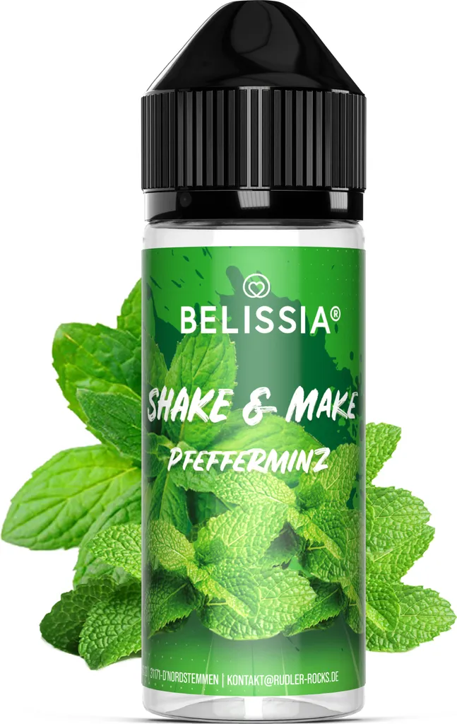 Belissia Shake and Make Peppermint - 10ml high-dose food flavoring + 120ml shaker bottle - For baking, food, drinks, shakes & room fragrance