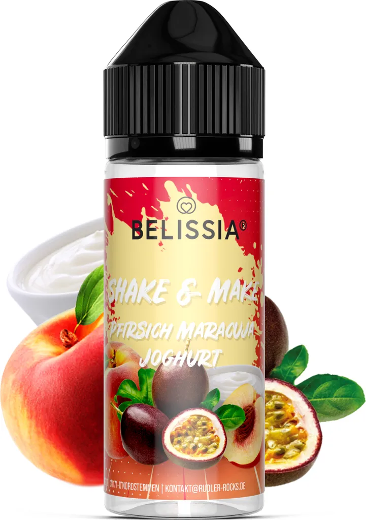 Belissia Shake and Make Peach Passion Fruit Yogurt - 10ml high-dose food flavoring + 120ml shaker bottle - For baking, dishes, drinks, and much more