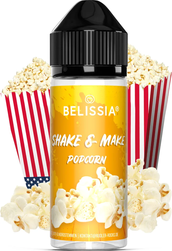 Belissia Shake and Make Popcorn - 10ml high-dose food flavoring + 120ml shaker bottle - For baking, food, drinks, shakes, DIY & room fragrance