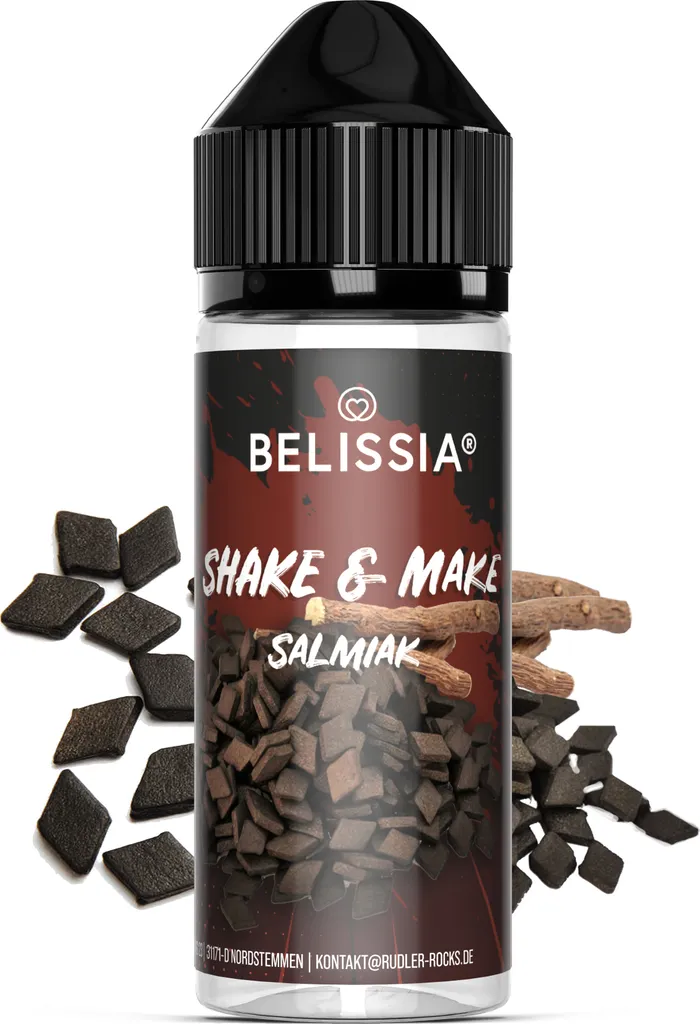 Belissia Shake and Make Salmiak - 10ml high-dose food flavoring + 120ml shaker bottle - For baking, dishes, drinks, shakes, DIY & room fragrance