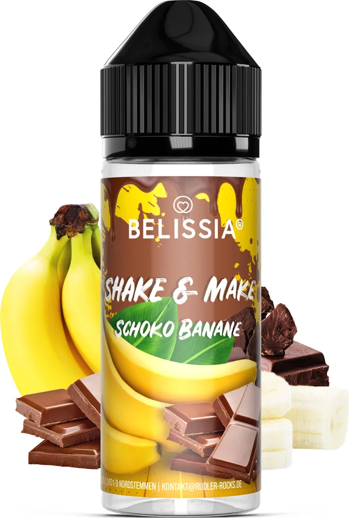 Belissia Shake and Make Chocolate Banana - 10ml high-dose food flavoring + 120ml shaker bottle - For baking, food, drinks, shakes & room fragrance