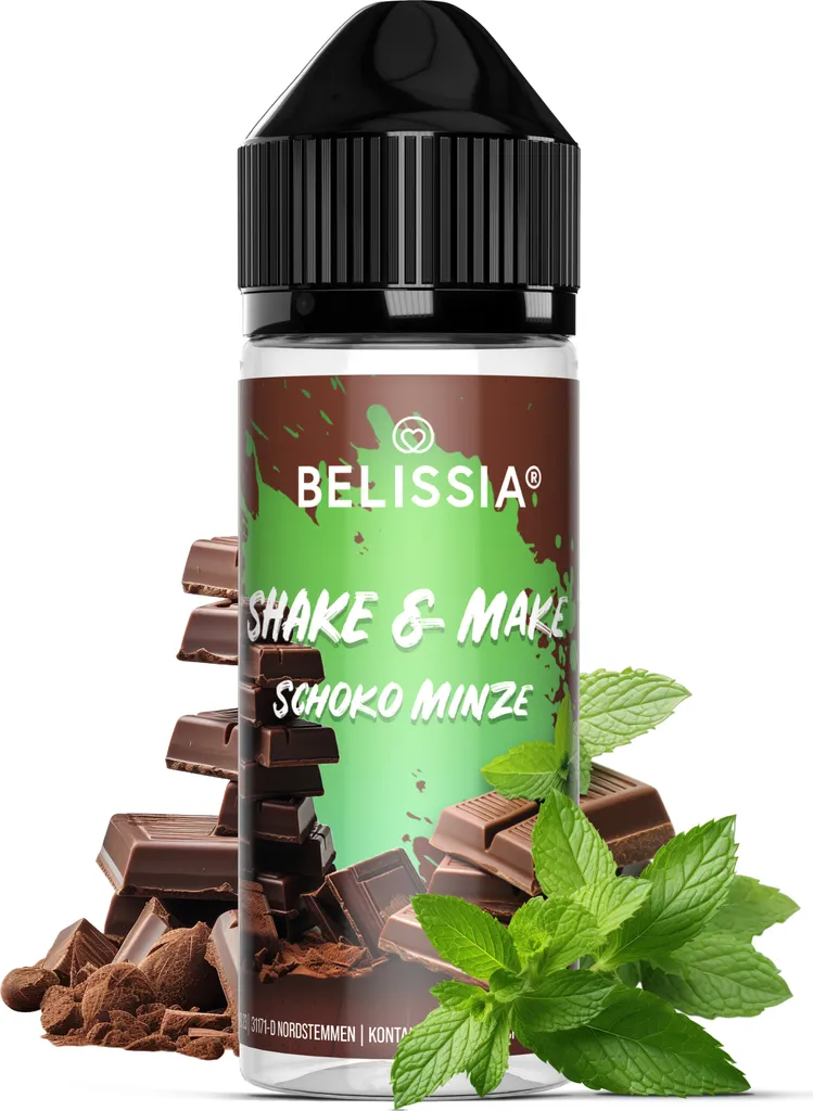 Belissia Shake and Make Chocolate Mint - 10ml high-dose food flavoring + 120ml shaker bottle - For baking, food, drinks, shakes & room fragrance