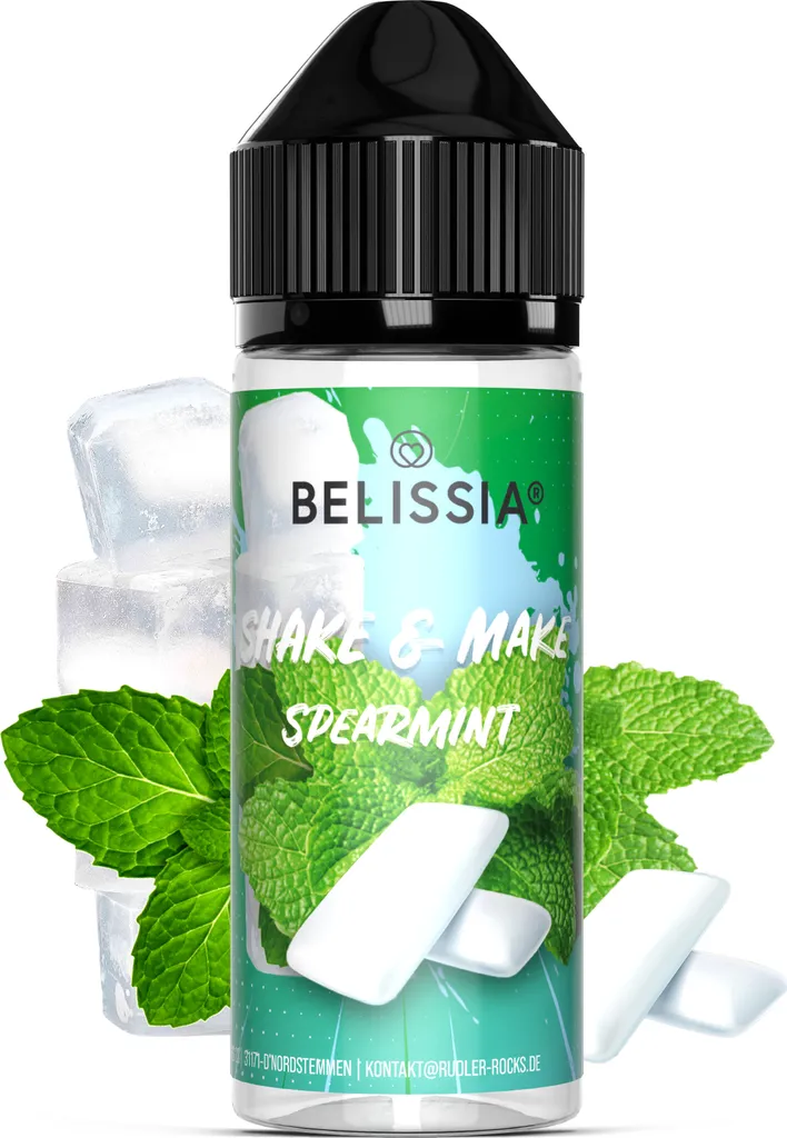 Belissia Shake and Make Spearmint - 10ml high-dose food flavoring + 120ml shaker bottle - For baking, dishes, drinks, shakes, DIY & much more.