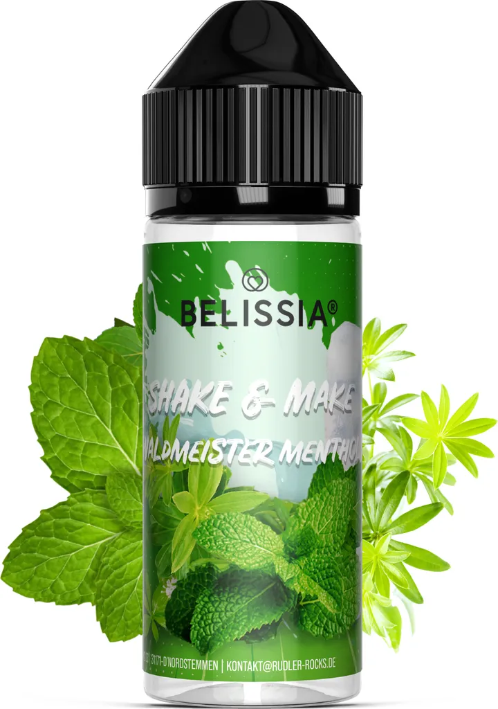 Belissia Shake and Make Woodruff Menthol - 10ml high-dose food flavoring + 120ml shaker bottle - For baking, food, drinks, DIY, and much more