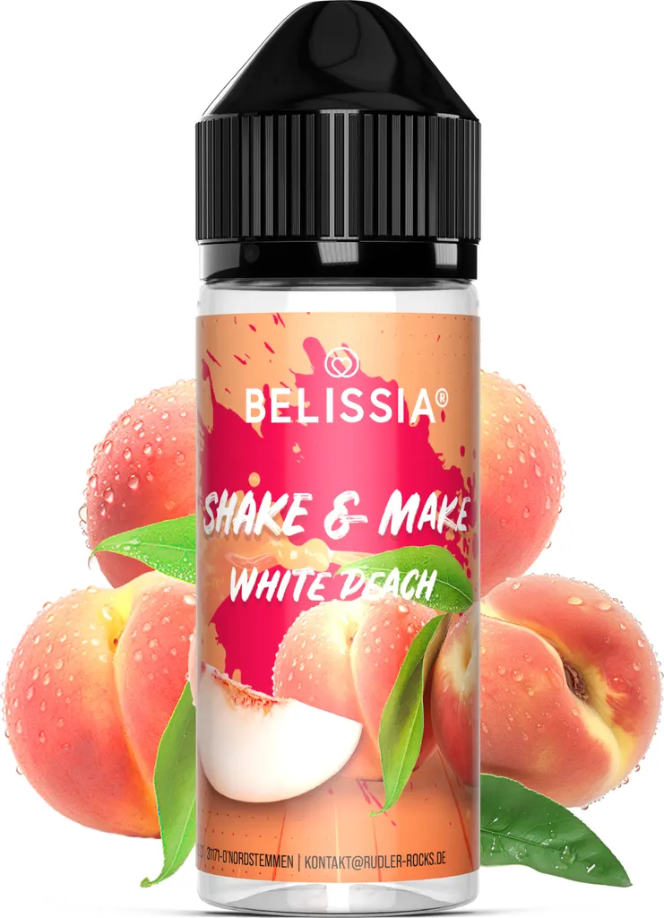 Belissia Shake and Make White Peach - 10ml high-dose food flavoring + 120ml shaker bottle - For baking, food, drinks, shakes & room fragrance