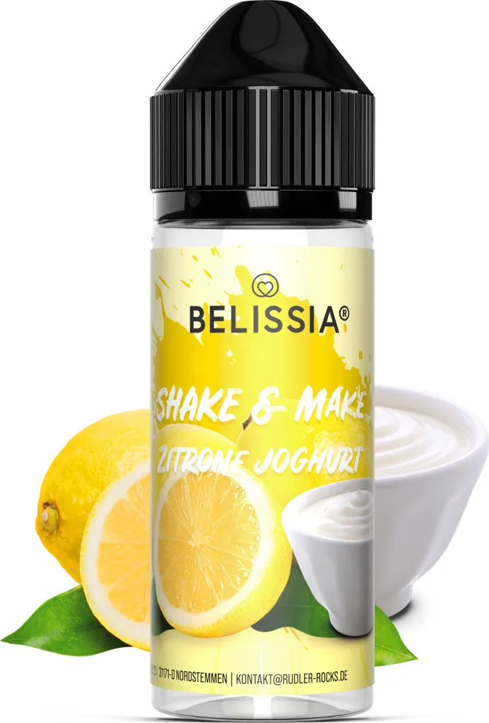 Belissia Shake and Make Lemon Yogurt - 10ml high-dose food flavoring + 120ml shaker bottle - For baking, dishes, drinks, DIY & much more.