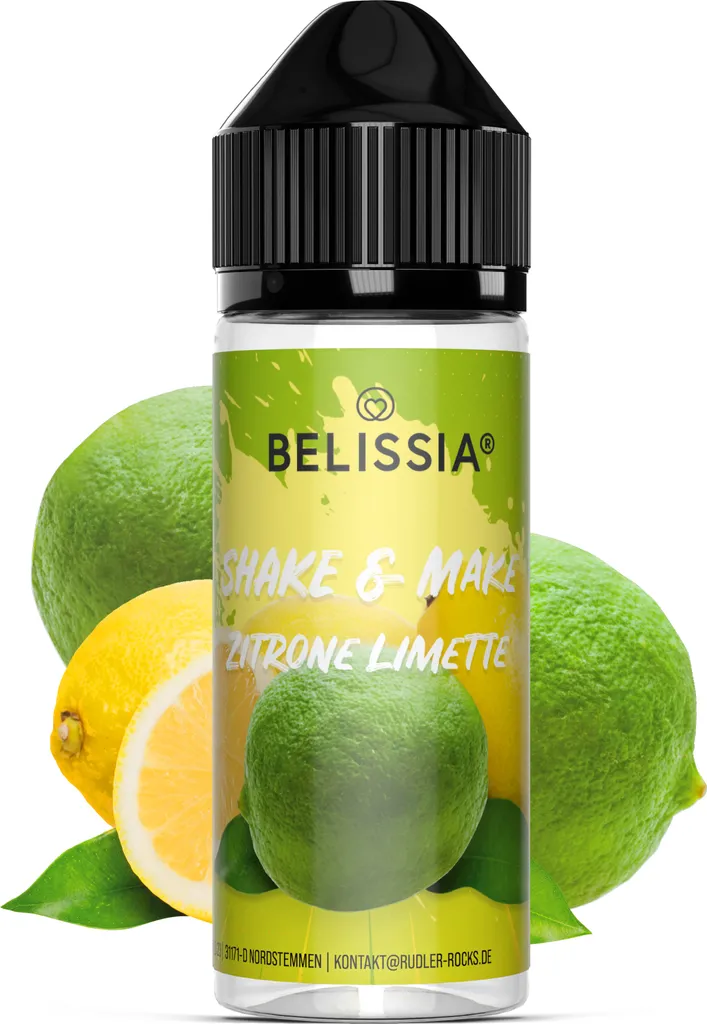 Belissia Shake and Make Lemon-Lime - 10ml high-dose food flavoring + 120ml shaker bottle - For baking, dishes, drinks, DIY & much more