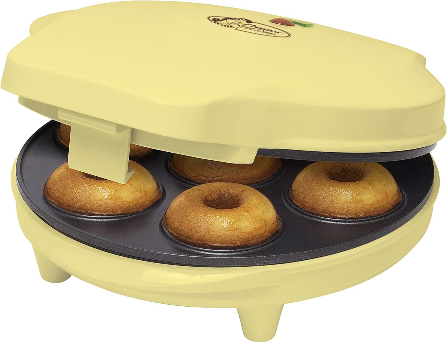 Bestron Sweet Dreams Retro Design Non-Stick Doughnut Maker, 700 Watt, Yellow