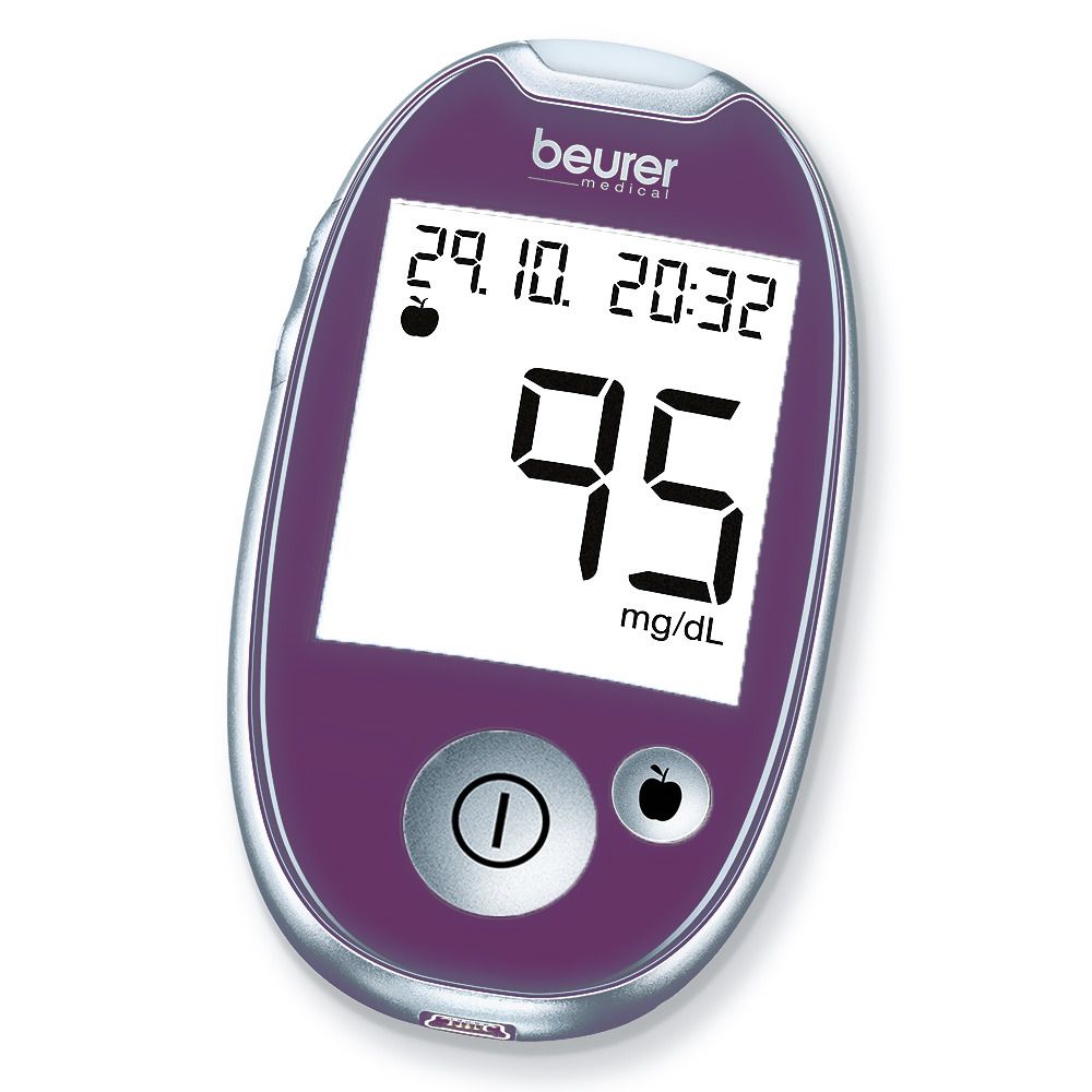 Beurer GL44 blood sugar measuring device MG/DL Lila