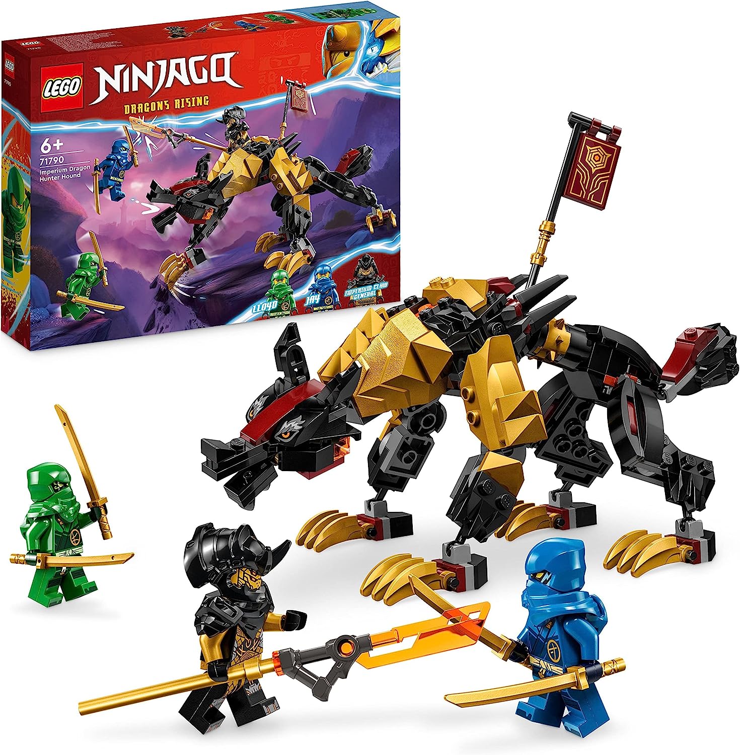 LEGO 71790 Ninjago Imperial Dragon Hunting Dog, Buildable Monster Toy for Children from 6 Years, Boys and Girls, Posing Fabric Beauty Figure, 3 Mini Figures To Collect