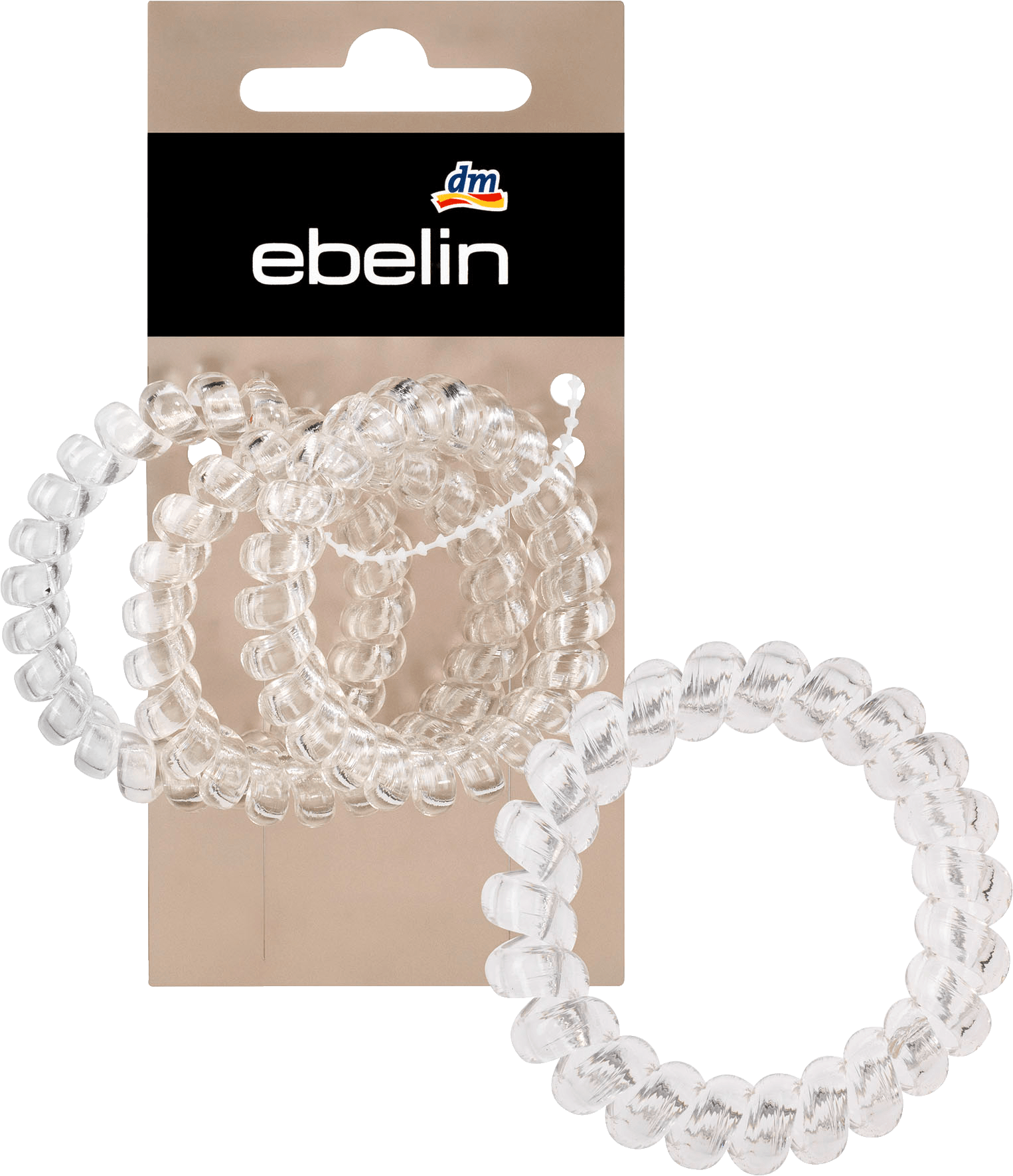 Hair Bands Spiral, Large, Transparent, 3 St