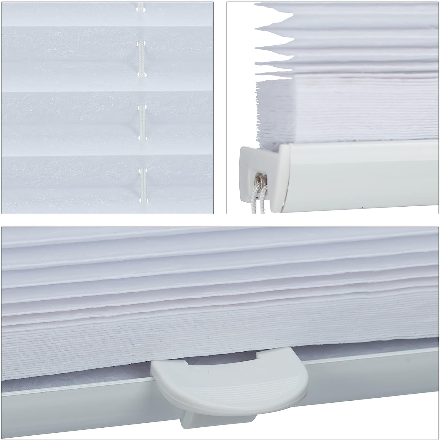 2 x Pleated Blind No Drilling Required Klemmfix for Gluing Folding Blind Translucent Folding Blind White W x H: Approx. 60 x 130 cm