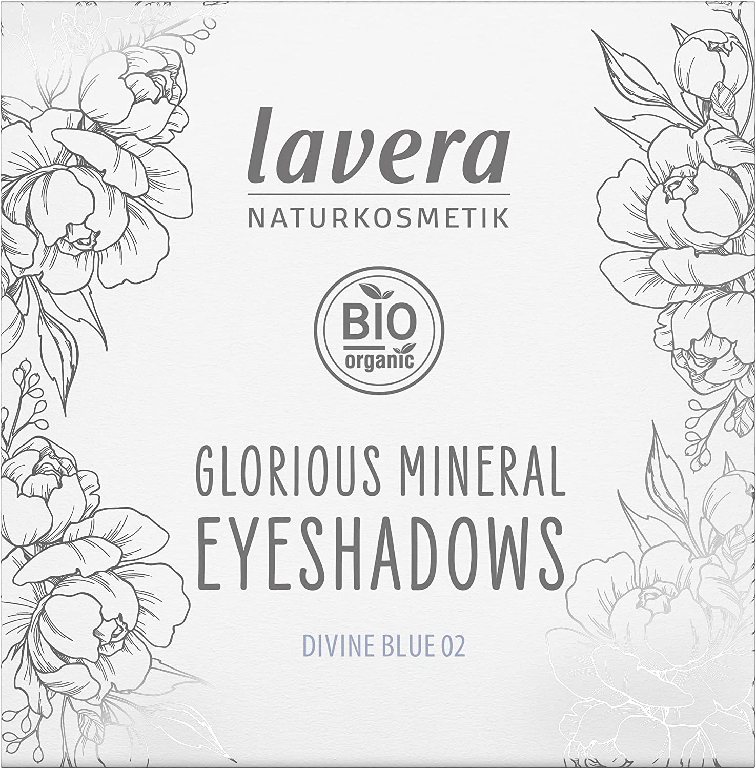 lavera Glorious Mineral Eyeshadow - Divine Blue 02 - Natural Cosmetics - Vegan - With Mineral Pigments, Organic Jojoba Oil & Vitamin E - Talc-Free - Organic Jojoba Oil - Vitamin E - 4 x 0.8 g, ‎divine