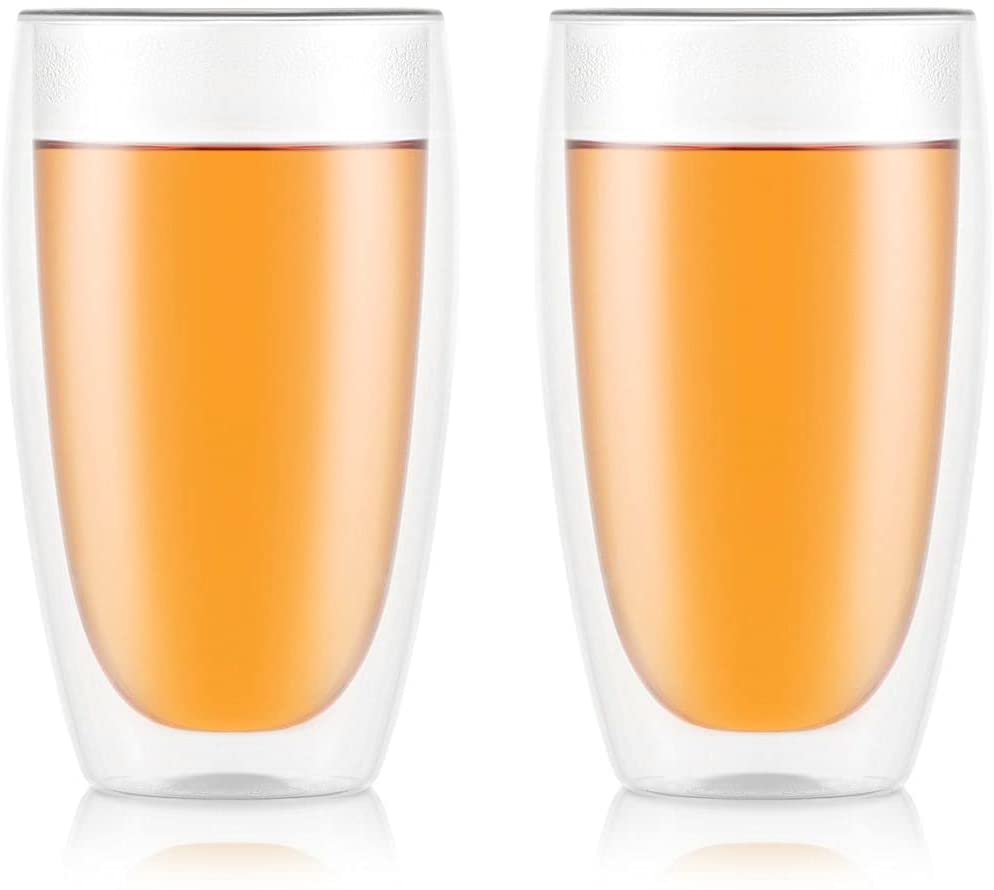 Bodum 4560-10 pavina Espresso glasses set, double-walled, insulated, mouth-blown, 2-part, 0.45 L, transparent