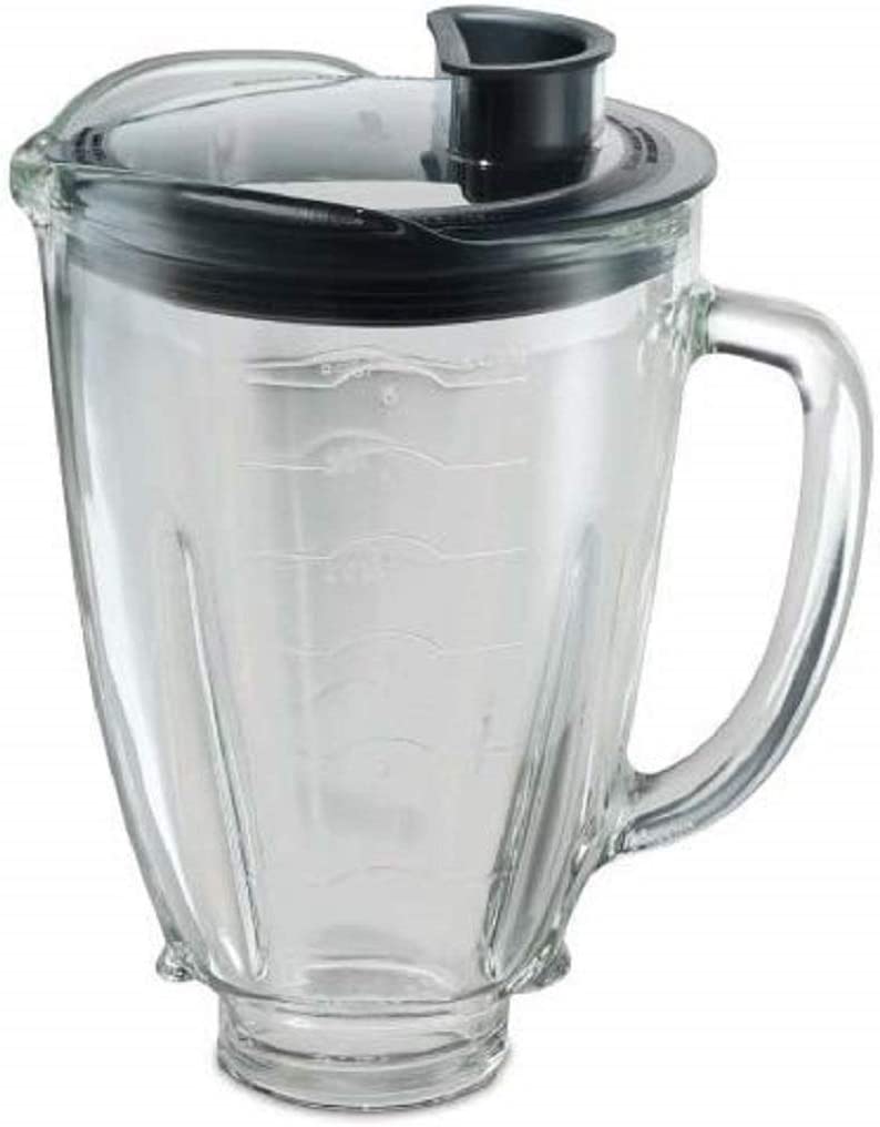 Oster 004936-050-000 Blender Round Glass Jug for 6 Cups (1.5 Litres) + Lid, Round, Black