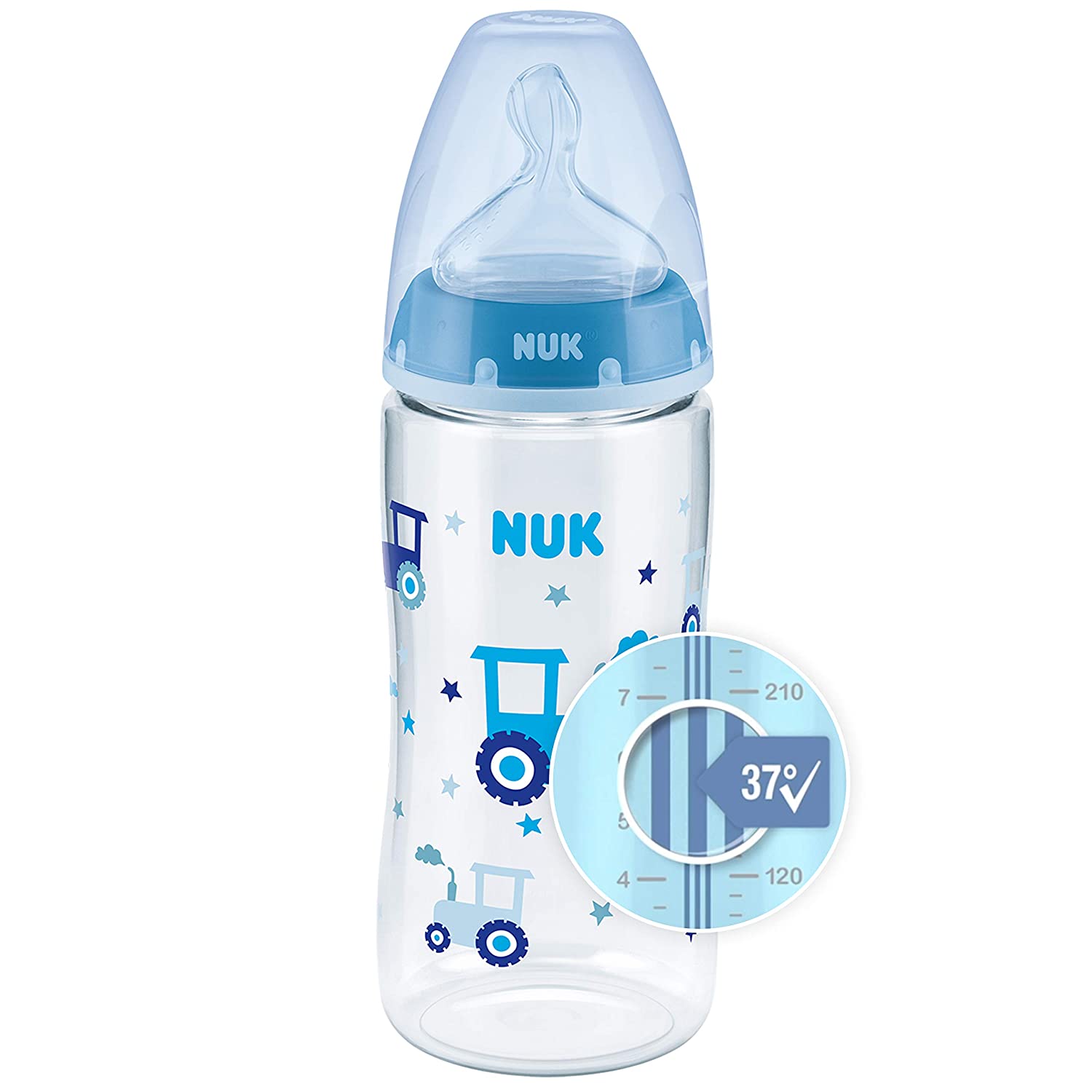 NUK First Choice+ Baby Bottle with Temperature Control Display blue