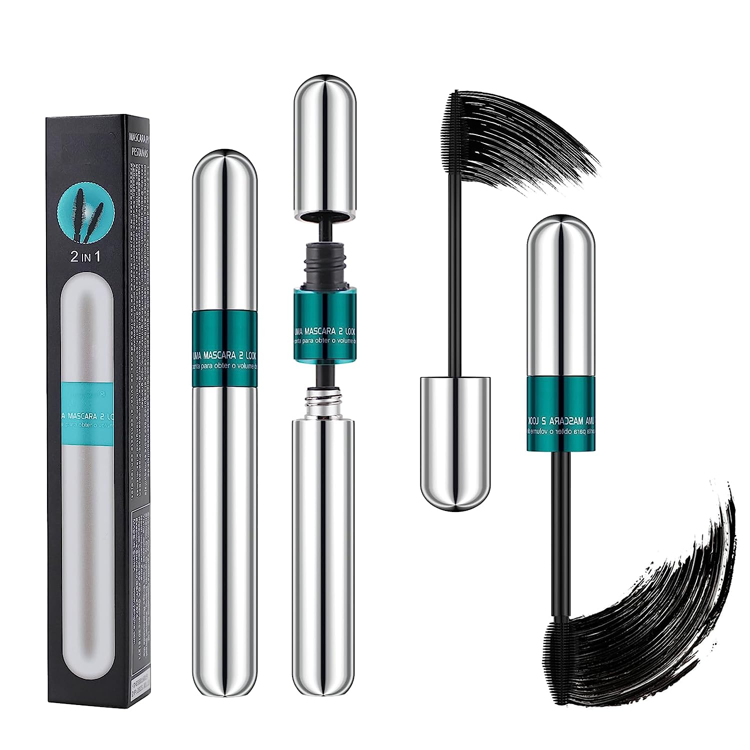 4D Silk Fibre Lash Mascara, Lash Extension Mascara, 2-in-1 Mascara Waterproof, Extension & Volume Eyelash Mascara, Long-Lasting and Quick-Drying