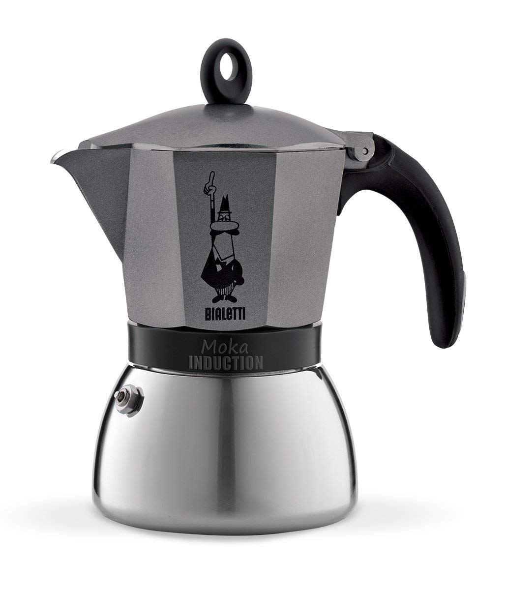Bialetti Stainless Steel/ Aluminium Moka Induction, Silver (6 Cup)