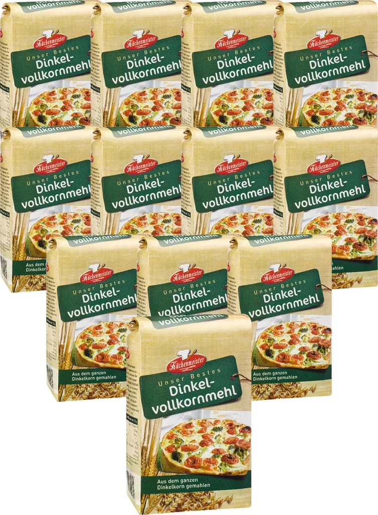 BIELMEIER Wholemeal Spelt Flour 12 pieces of 1 kg Küchenmeister