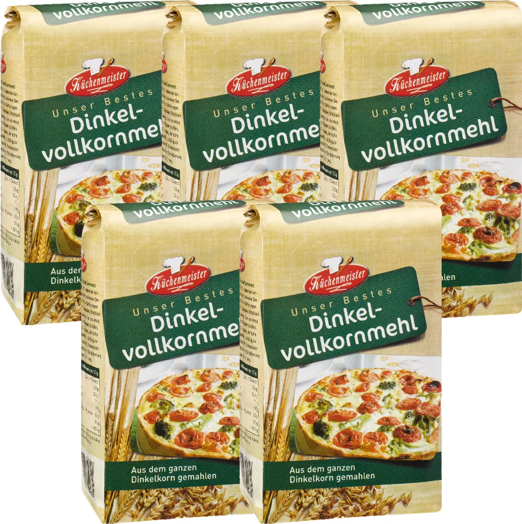 BIELMEIER Wholemeal Spelt Flour 5 pieces á 1kg Küchenmeister