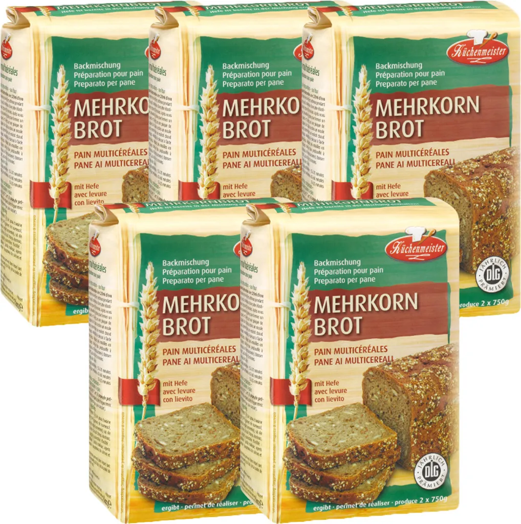 BIELMEIER KÜCHENMEISTER Bread Mix Multigrain Bread 5 x 1000 g I Bread Mixes