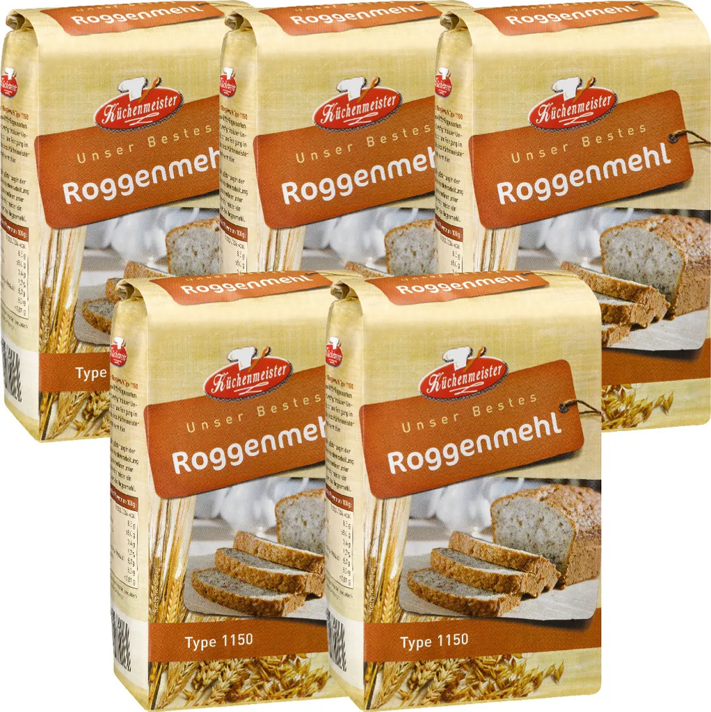 BIELMEIER Flour Rye Flour Type 1150 5 pieces á 1kg Küchenmeister