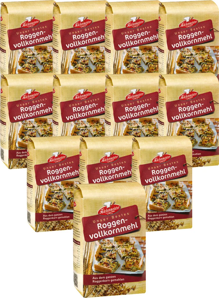BIELMEIER Flour Wholemeal Rye Flour 12 pieces of 1kg Küchenmeister