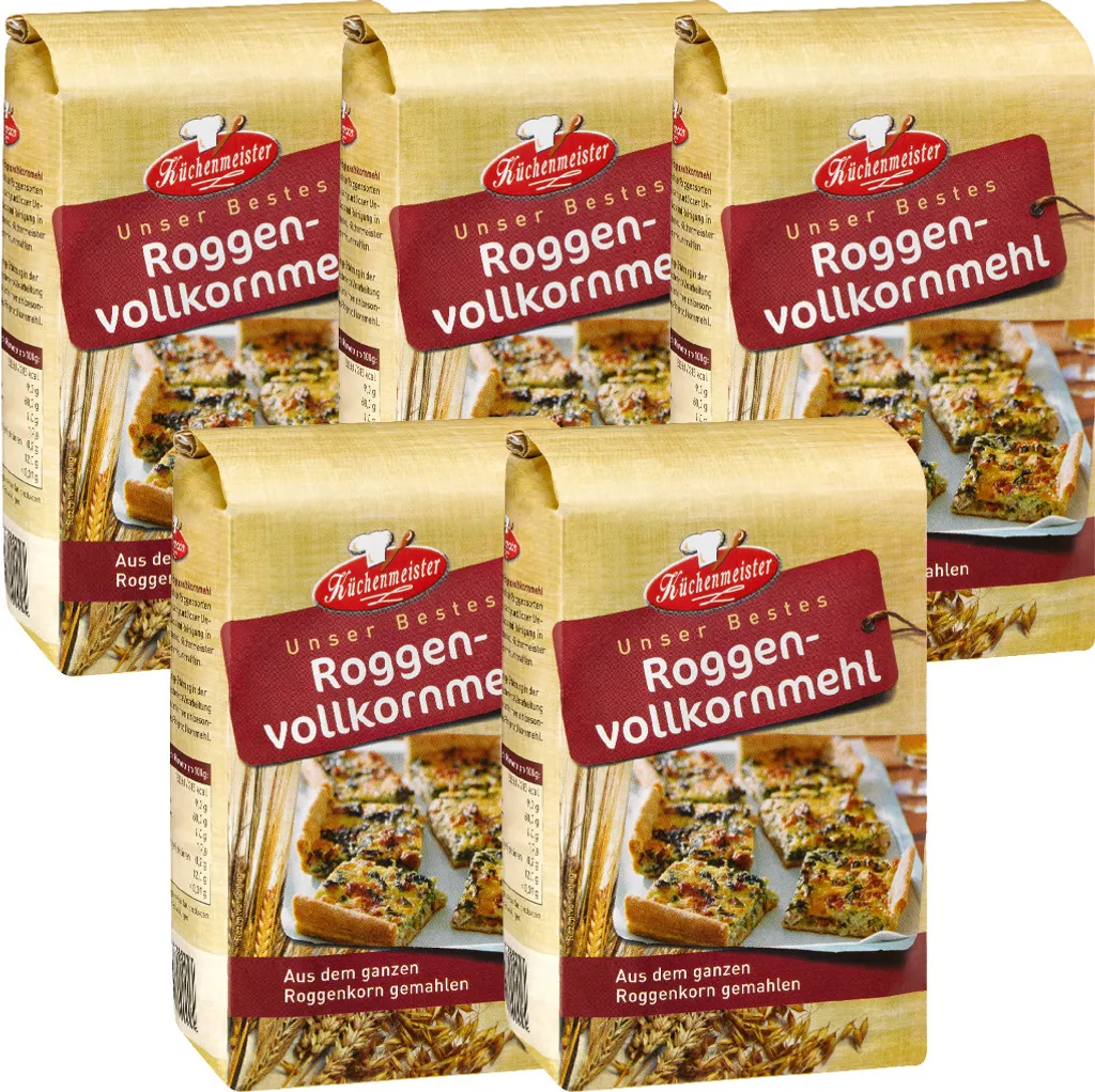 BIELMEIER flour wholemeal rye flour 5 pieces á 1kg Küchenmeister