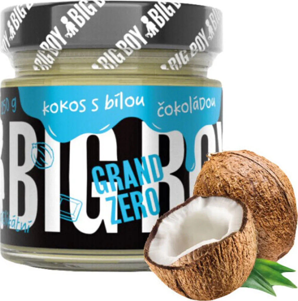 Big Boy Grand Zero Kokosnuss 250 g coconut-white chocolate / Aromatisierte Nussbutter / Feine Kokosnussbutter mit weißer Schokolade, ohne Zuckerzusatz