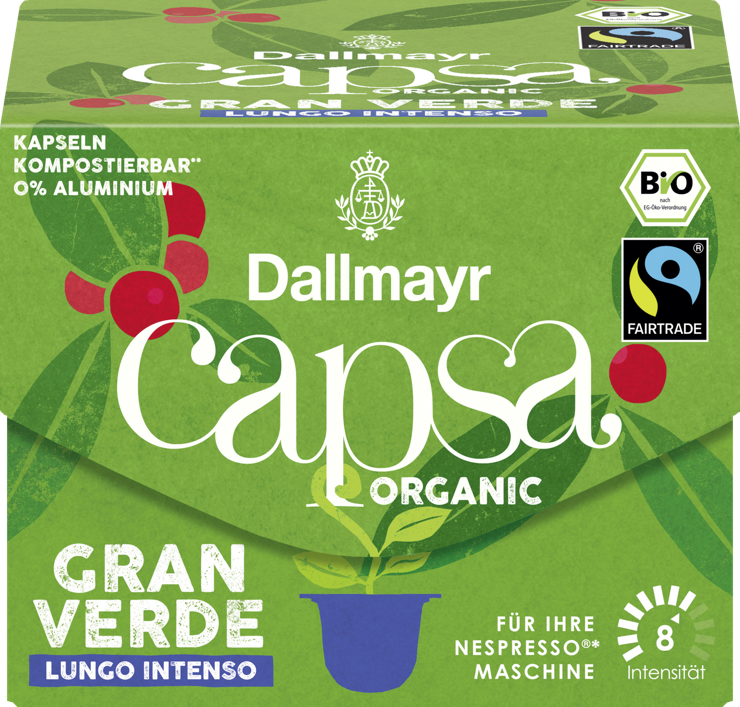 Organic capsa Gran Verde Lungo Intenso Coffee Capsules