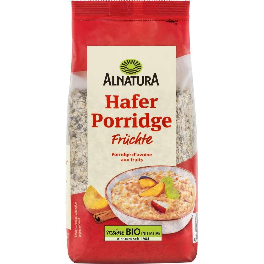 Organic breakfast porridge, fruits