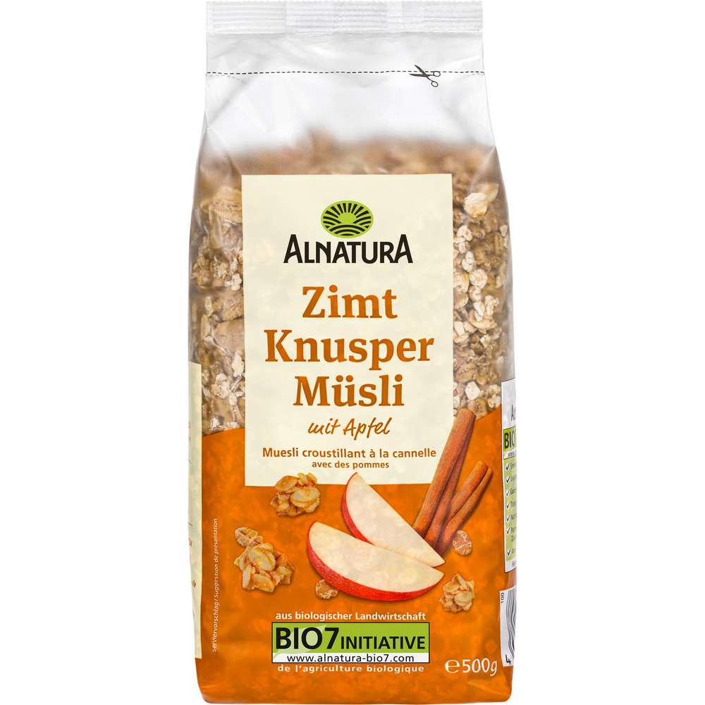Organic crunchy muesli, cinnamon with apple