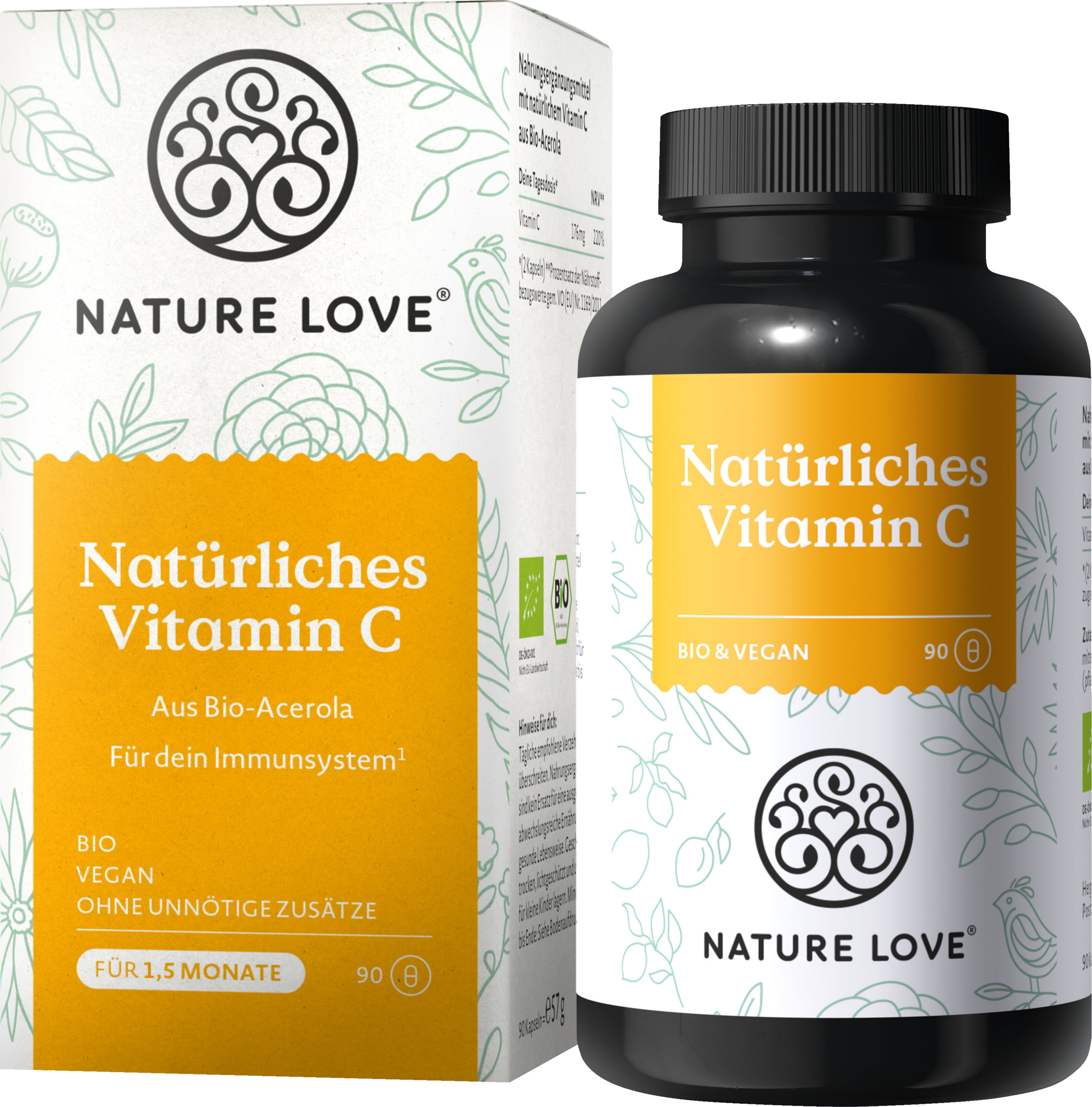 Organic natural vitamin C capsules