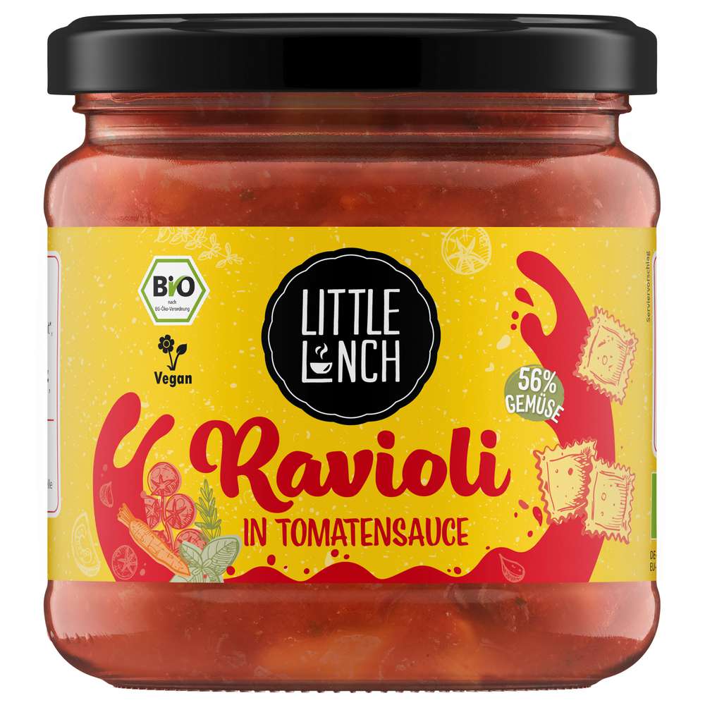 Organic ravioli in tomato sauce