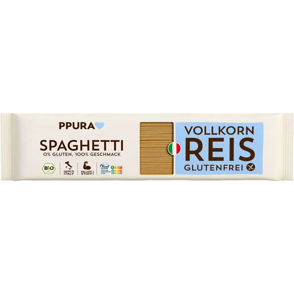 Organic spaghetti made from wholegrain rice, gluten-free