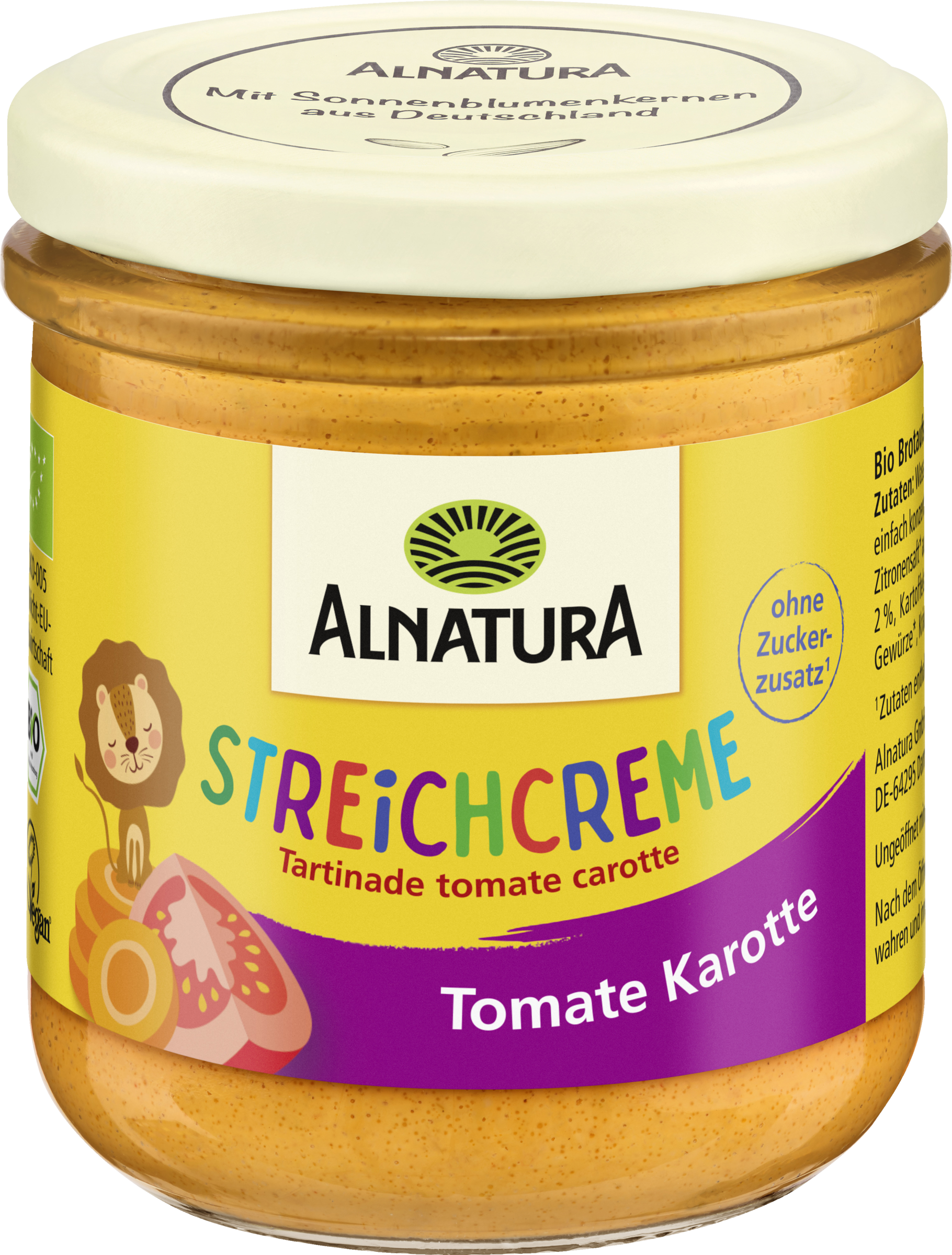 Organic string cream for children - tomato carrot