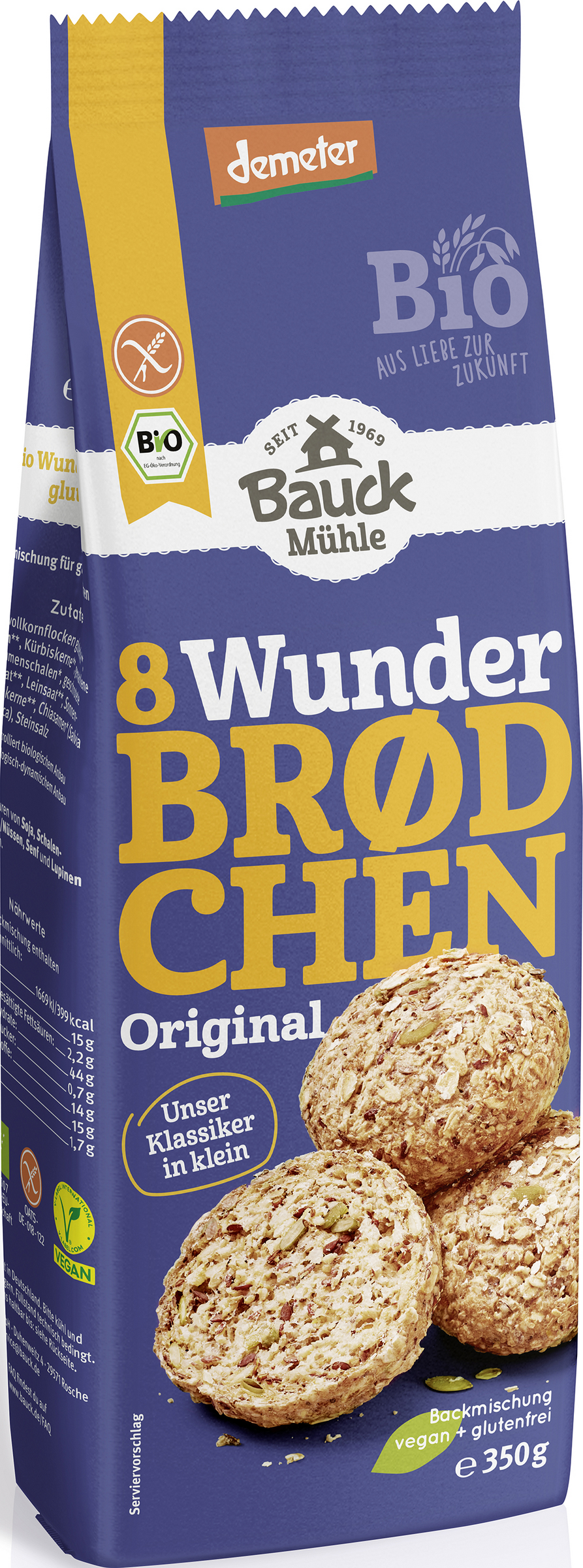 Bauck Mühle Organic Wunderbrødchen Original baking mix